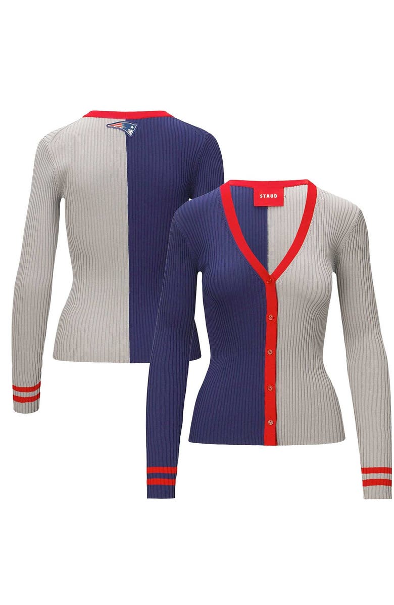 STAUD Women's STAUD Navy/Gray New England Patriots Cargo Sweater, Main, color, Navy