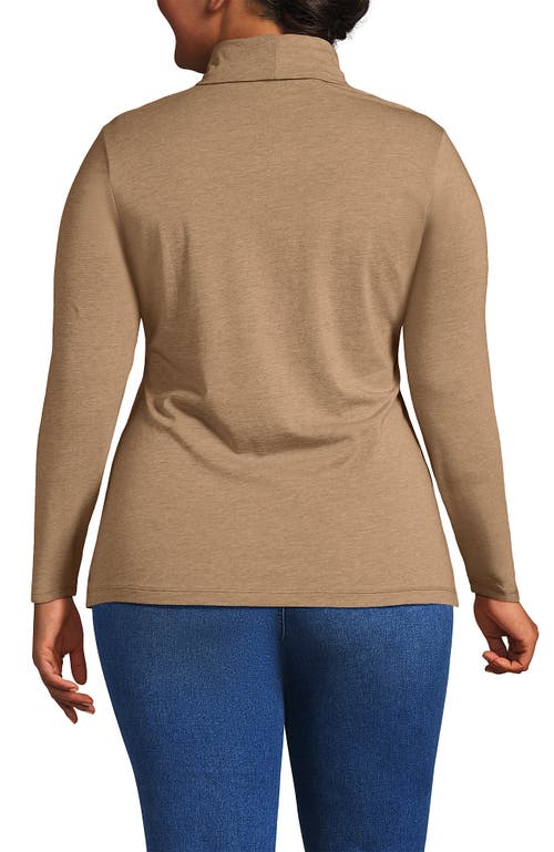 Lands' End Lightweight Jersey Skimming Long Sleeve Turtleneck In Brown