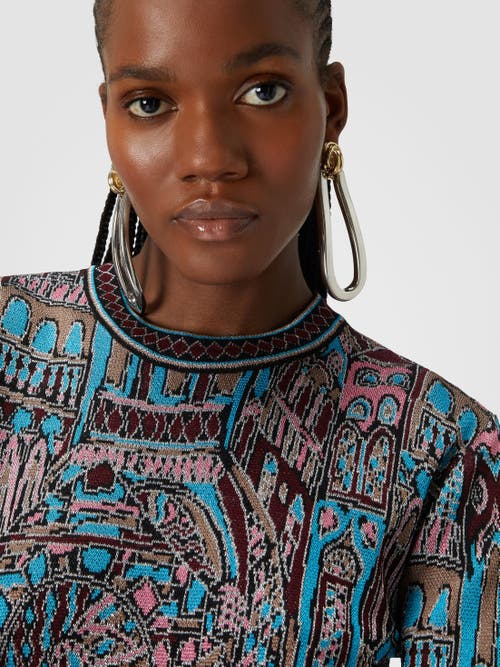 Shop Missoni Crewneck Pullover In Wool And Viscose With Venezia Motif In Multicoloured