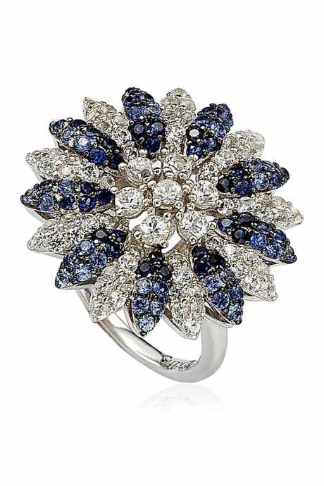 SUZY LEVIAN Created Sapphire, Sapphire & Diamond Flower Ring