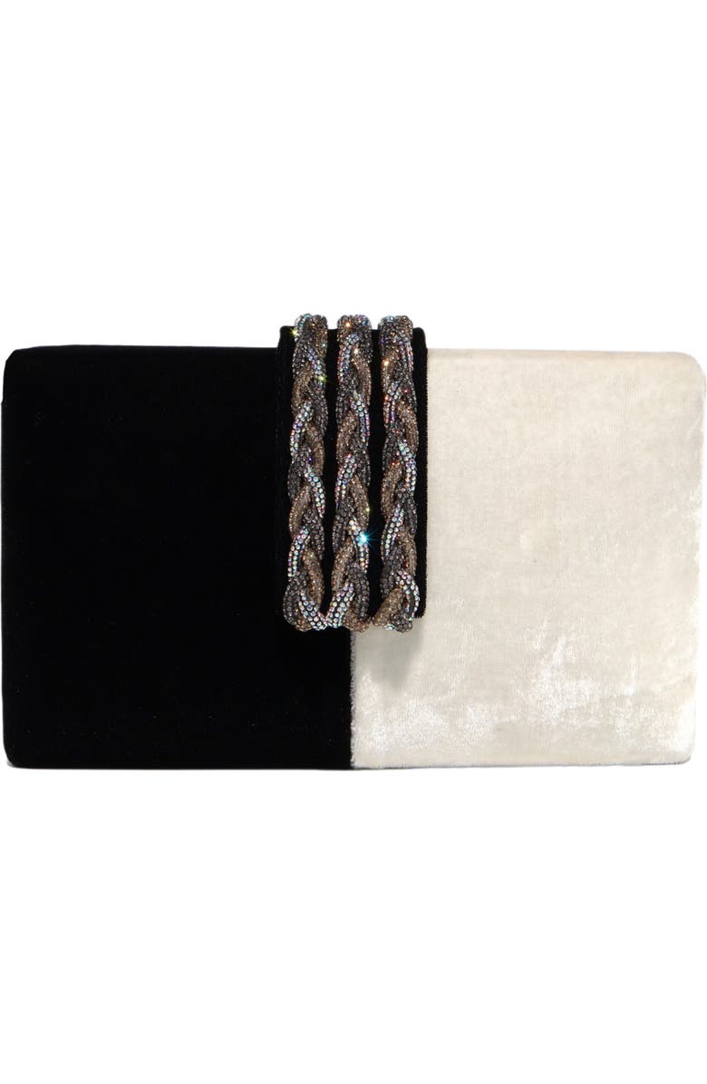 Simitri Braided Fringe Clutch, Main, color, Tuxedo