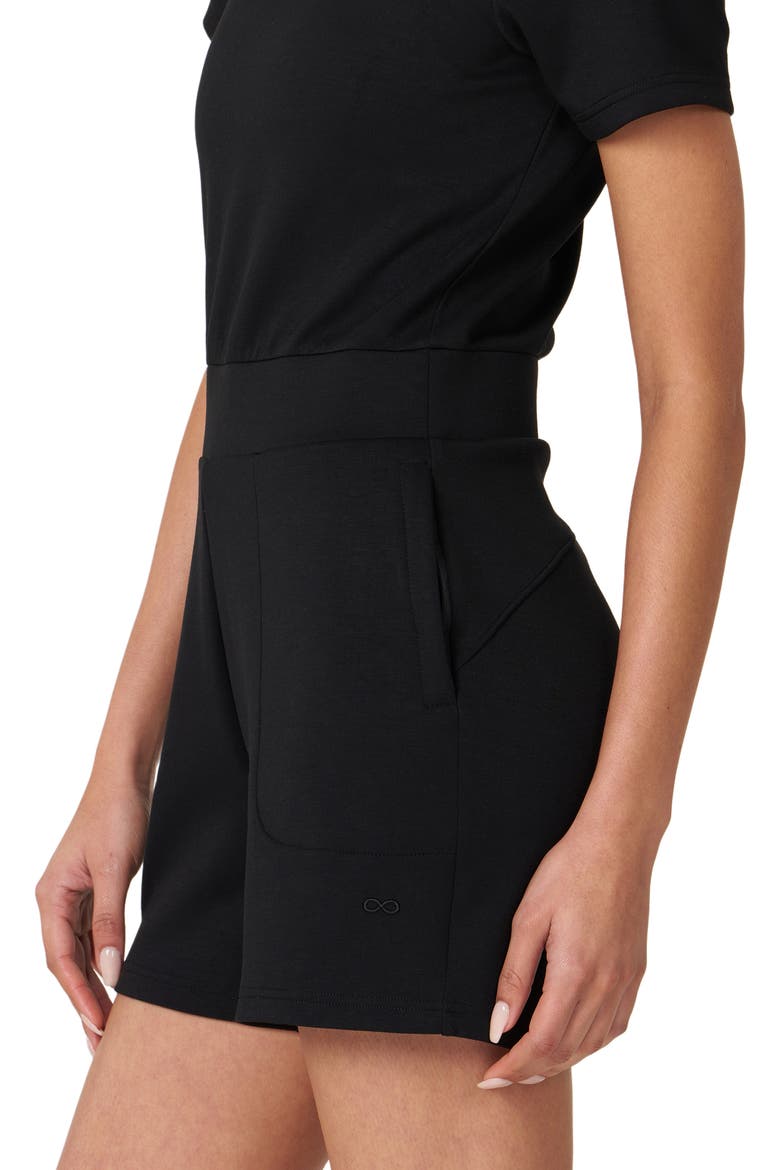 That's a Wrap Scuba Knit Romper, Alternate, color, Black
