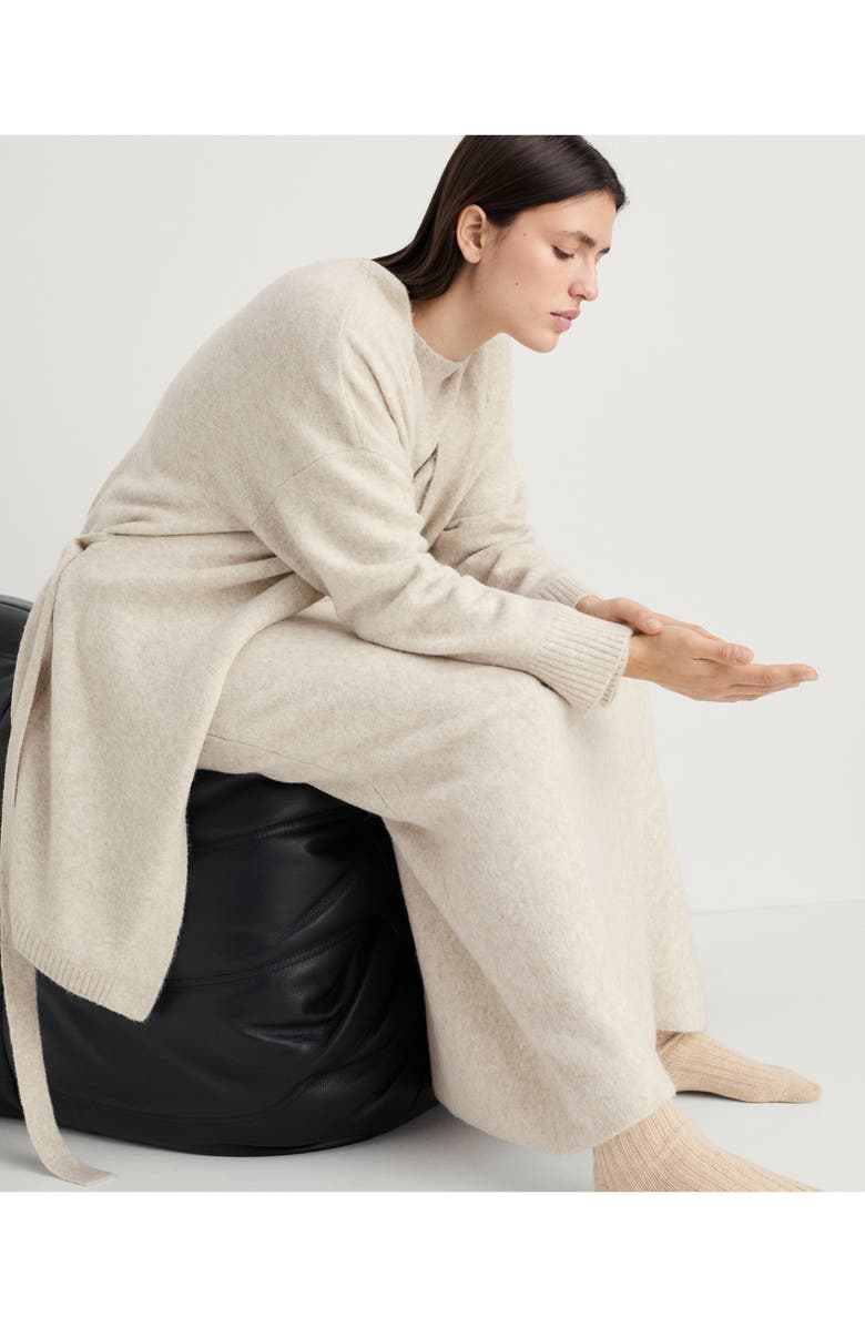 MANGO Longline Tie Belt Cardigan, Alternate, color, Beige