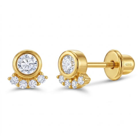 Glimmering Bezel Plated Girl Earrings