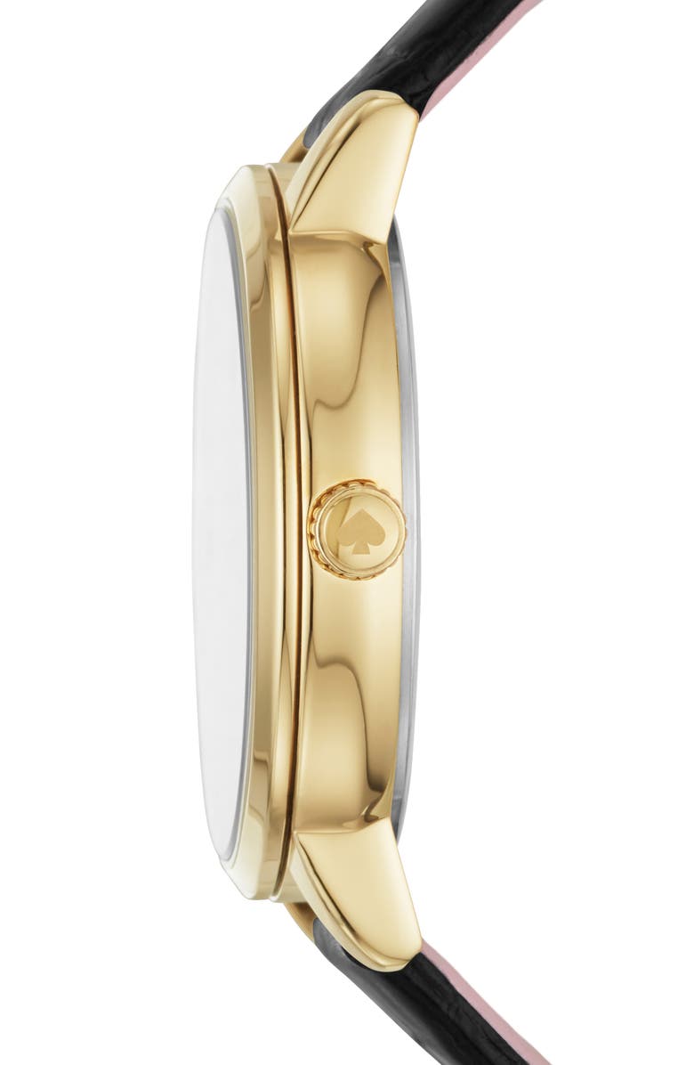 Kate Spade New York Metro Croc Embossed Leather Strap Watch, 34mm, Alternate, color, 
