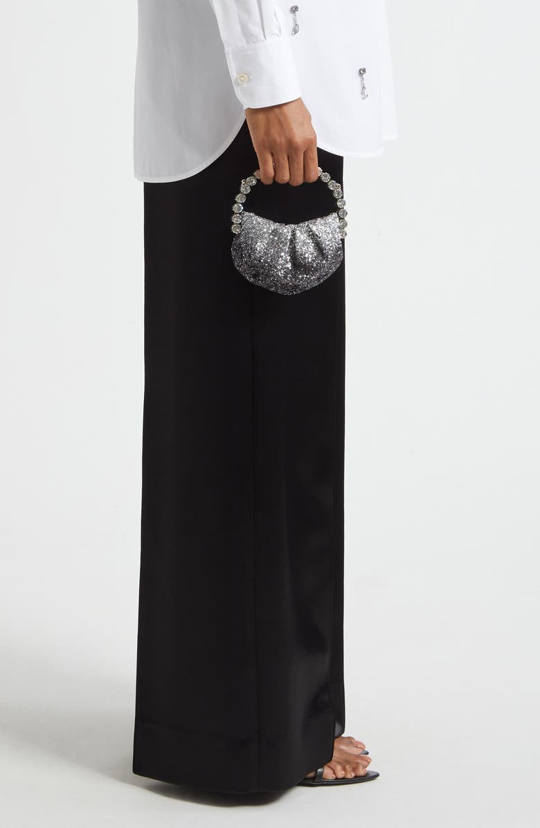 L’alingi Micro Eternity Glitter Satin Crystal Top Handle Bag, Alternate, color, Black