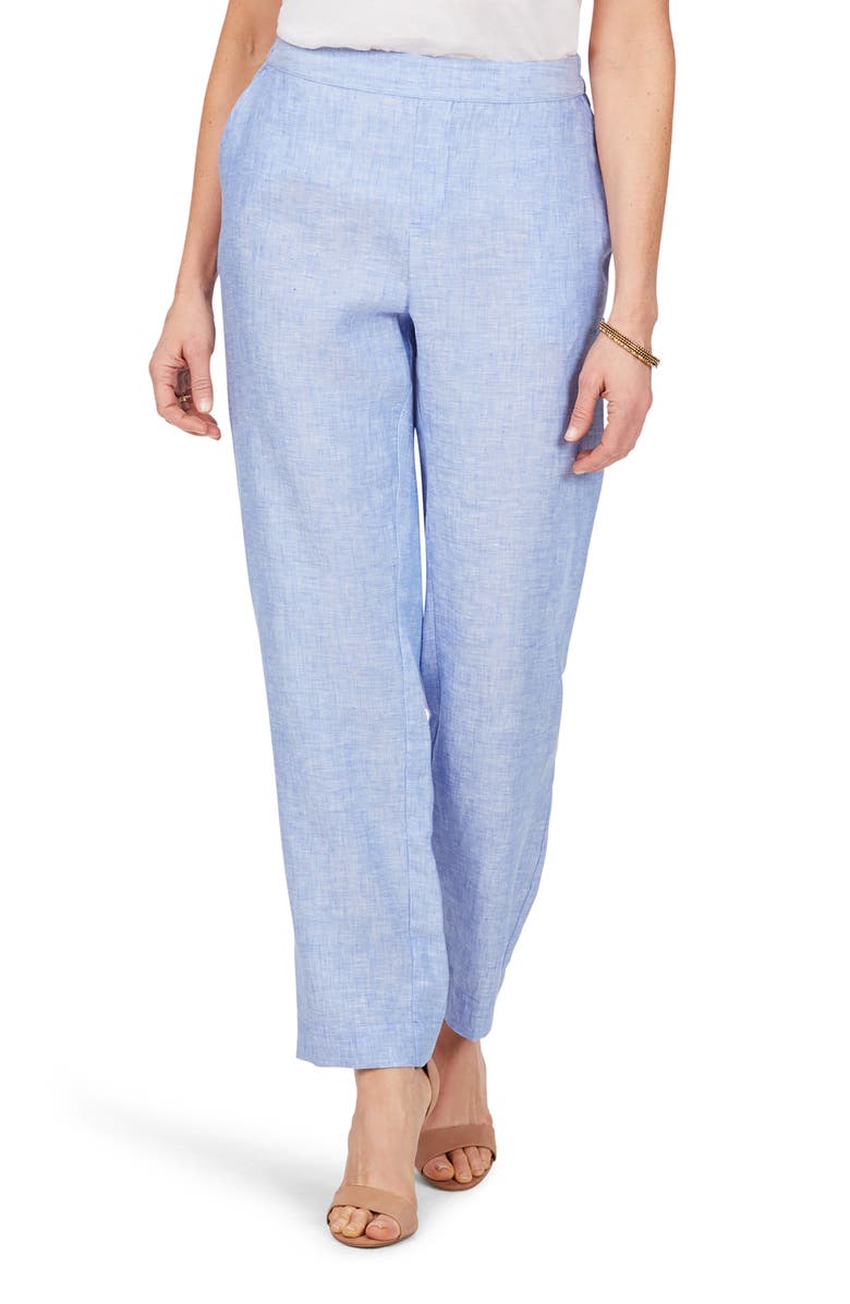 Foxcroft Livingston Linen Pants, Main, color, Malibu Blue