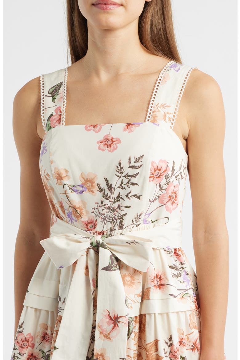 Sleeveless Tiered Dress, Alternate, color, WHITE DOVE MULTI