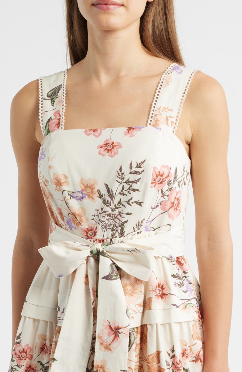 Anne Klein Sleeveless Tiered Dress, Alternate, color, White Dove Multi