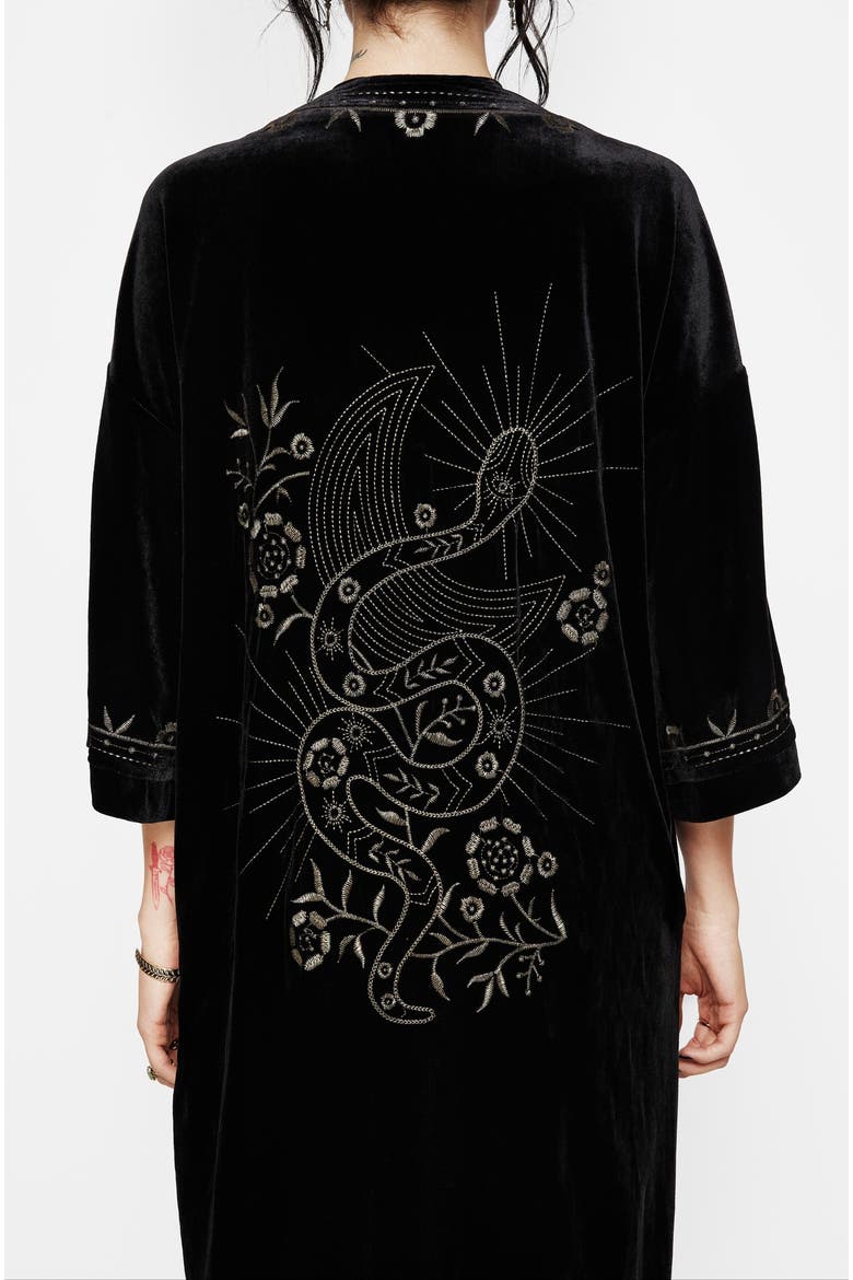 Kobra Velvet Snake Longline Robe, Alternate, color, Black