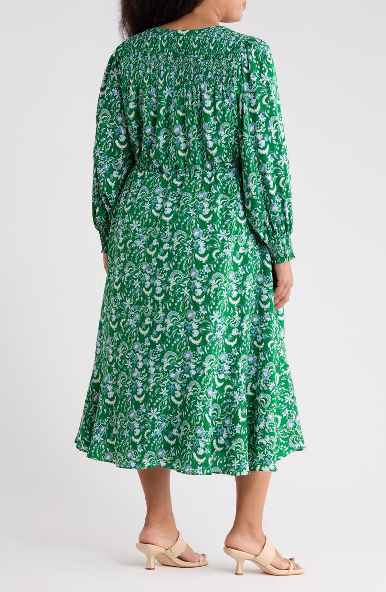 SUGARLIPS Cabana Floral Keila Long Sleeve Smocked Yoke Midi Dress, Alternate, color, 