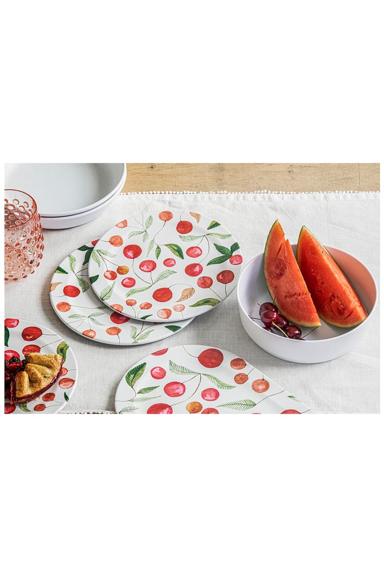 Berries Cherries Set of Six Melamine Salad Plates, Alternate, color, WHITE MULTI