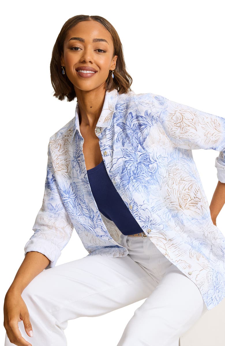 Tommy Bahama Dolce Bay Floral Linen Button-Up Shirt, Alternate, color,
