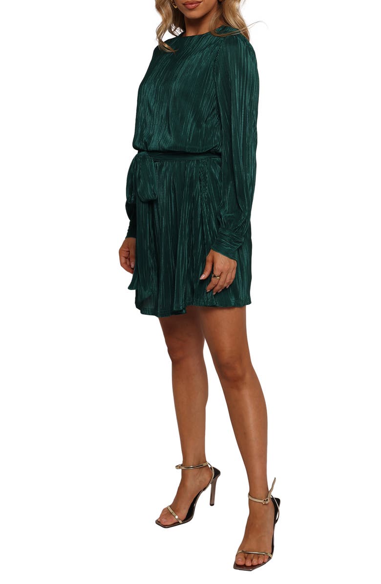 Petal & Pup Joy Long Sleeve Plissé Minidress, Alternate, color, 