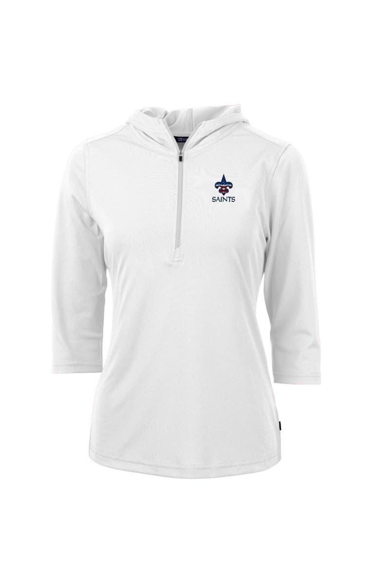 Cutter & Buck Women's Cutter & Buck White New Orleans Saints Virtue Eco Pique 3/4 Sleeve Half-Zip Pullover Hoodie, Alternate, color, 