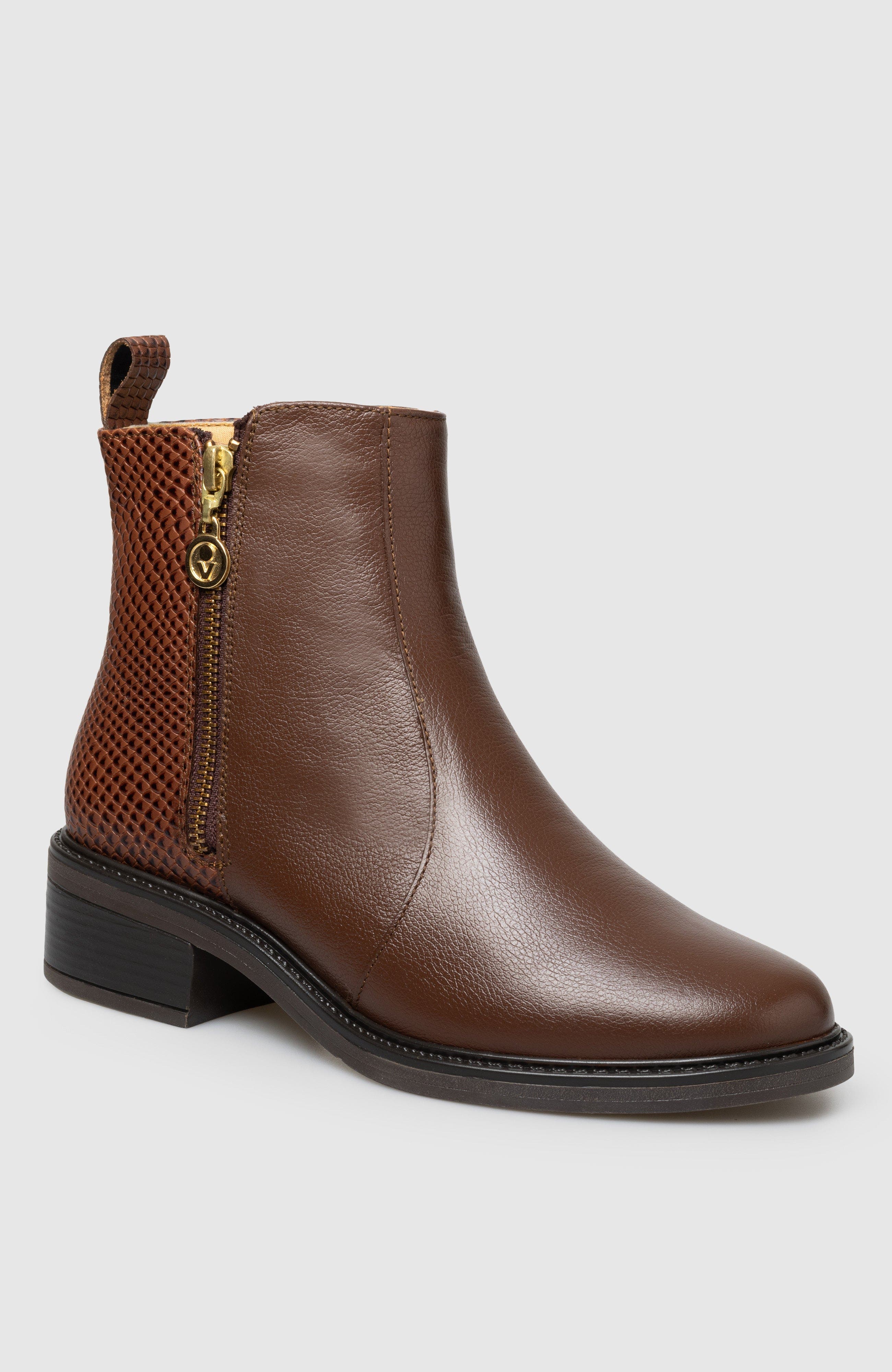 Lula Side Zip Bootie, Main, color, Brown
