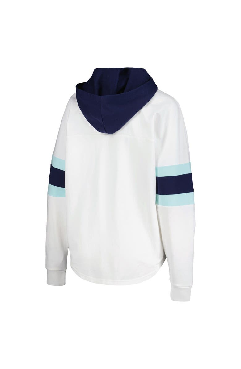 G-III 4HER BY CARL BANKS Women's G-III 4Her by Carl Banks White/Deep Sea Blue Seattle Kraken Goal Zone Long Sleeve Lace-Up Hoodie T-Shirt, Alternate, color, White