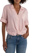 KUT from the Kloth Rebel Knot Front Linen Blend Top