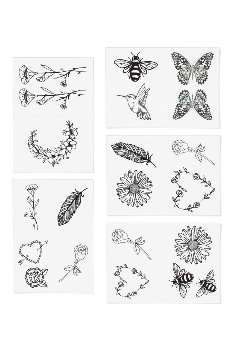 Embroidered Temporary Tattoos, Alternate, color, BLACK