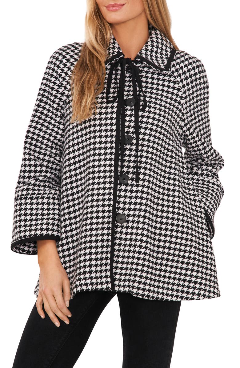 CeCe Houndstooth Cape Jacket, Main, color, 