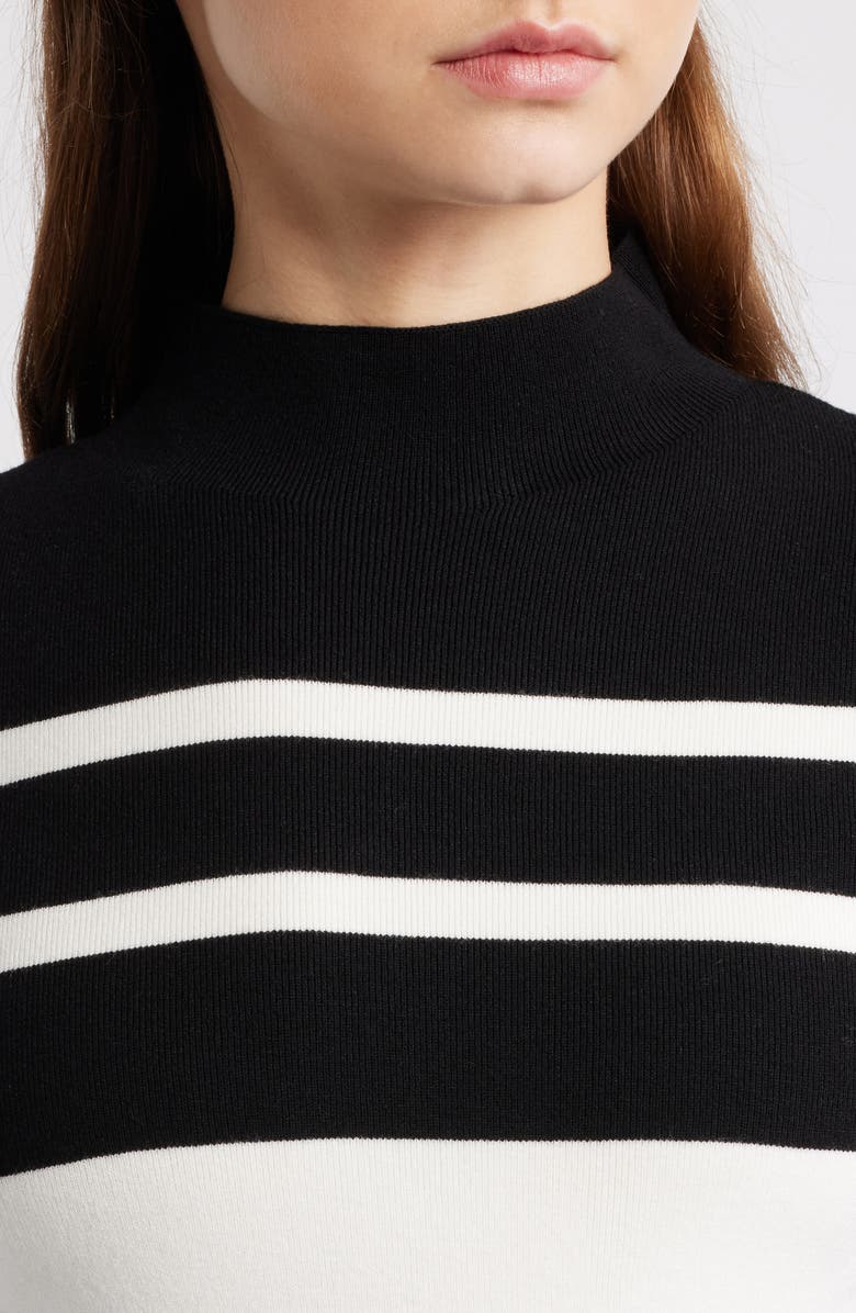 Elie Tahari The Clio Stripe Sweater, Alternate, color, Noir/ Sky White