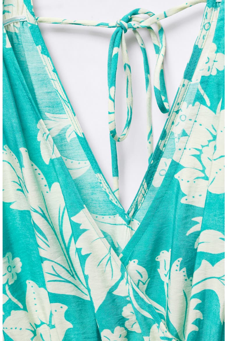 Floral Ruched Dress, Alternate, color, TURQUOISE