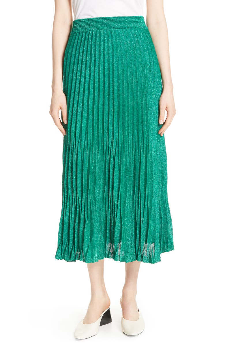 maje Jupette Pleated Midi Skirt, Main, color, 