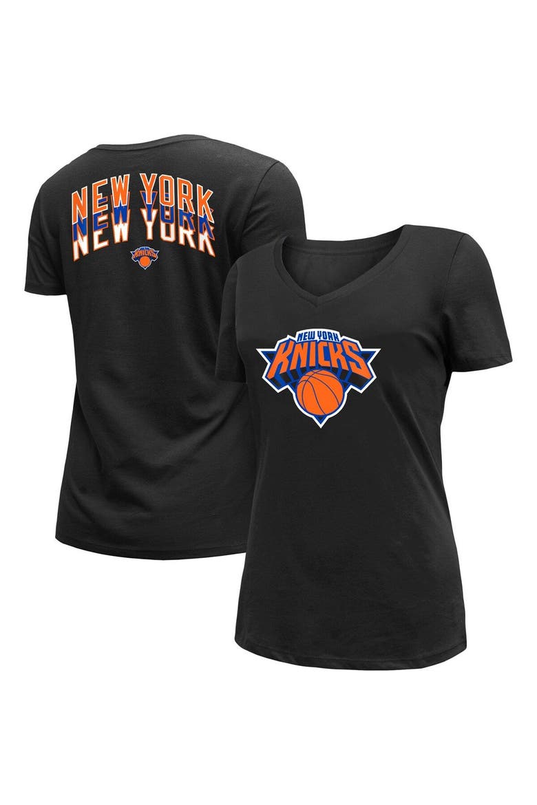 Women's New Era Black New York Knicks 2022/23 City Edition V-Neck T-Shirt, Alternate, color, Black