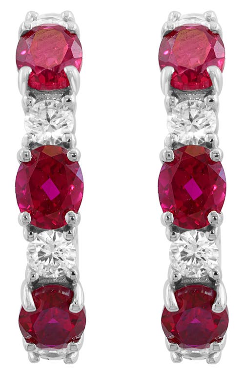 Effy 14k Gold Ruby & Lab Grown Diamond Hoop Earrings In Red