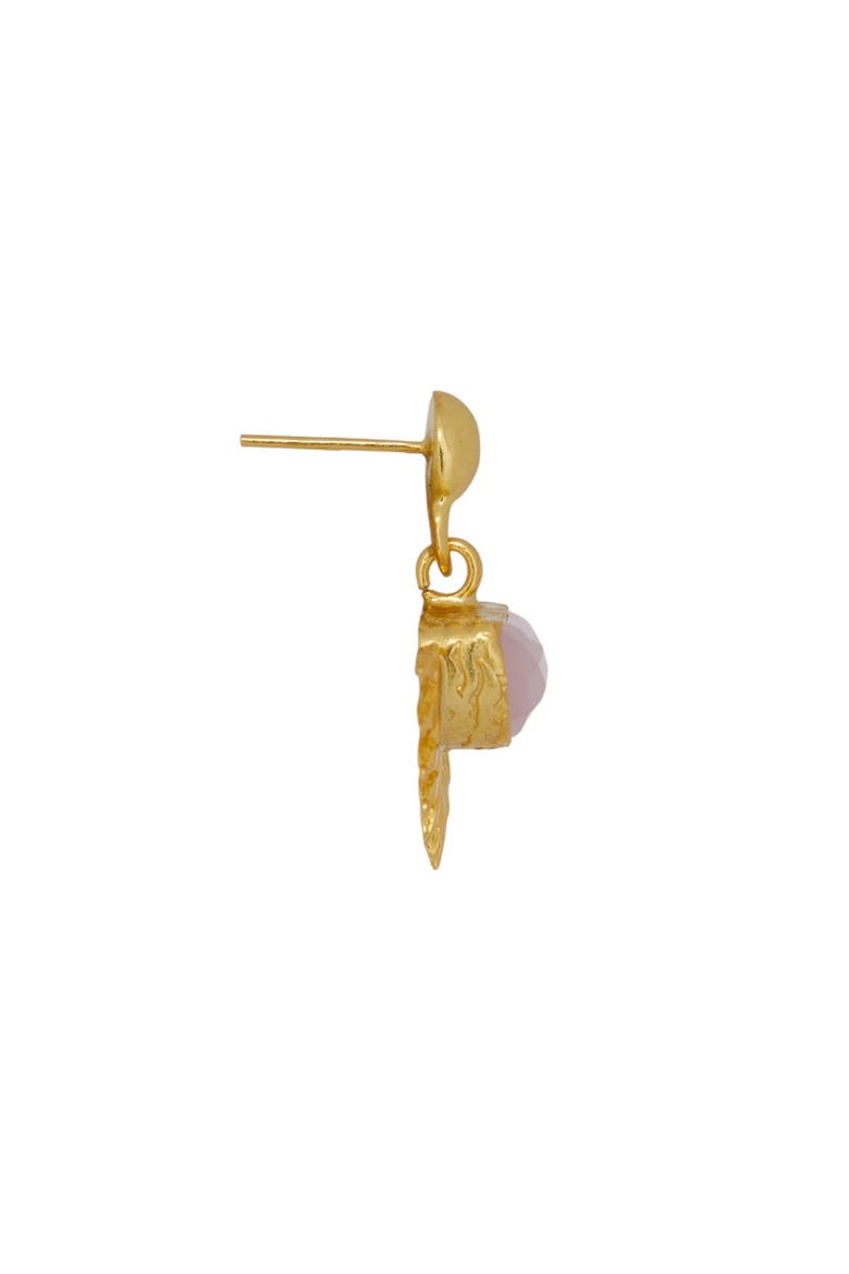 Sunrise Rose Quartz Drop Stud Earrings, Alternate, color, Gold