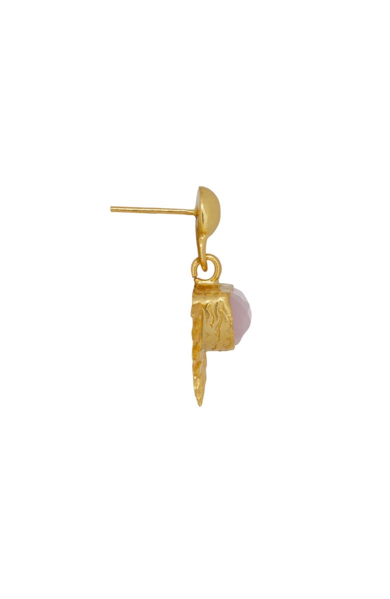 Ottoman Hands Sunrise Rose Quartz Drop Stud Earrings, Alternate, color, Gold