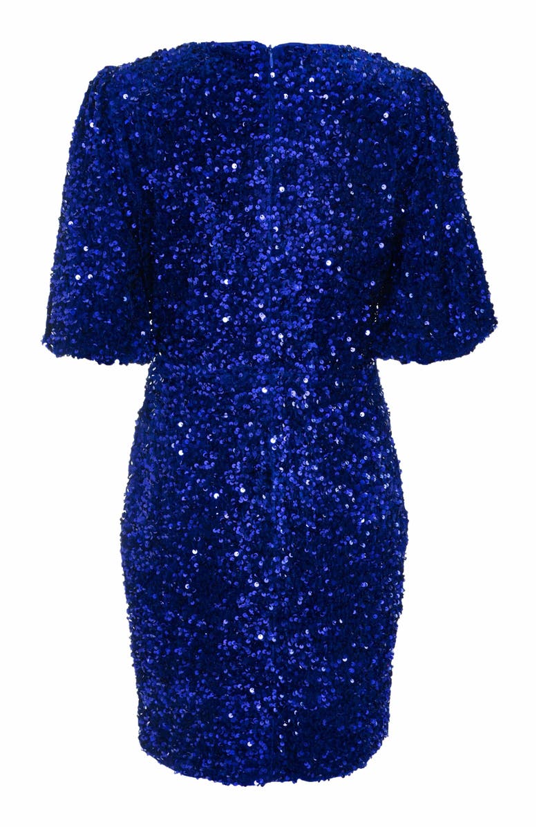 QUIZ V Neck Wrap Mini Sequin Dress, Alternate, color,