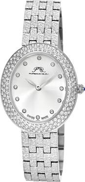 PORSAMO BLEU Women's Porsamo Bleu Angelica Oval Sunray Dial Topaz Stainless Steel Watch
