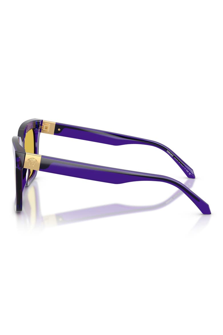 55mm Square Sunglasses, Alternate, color, TRANSPARENT VIOLET / YELLOW