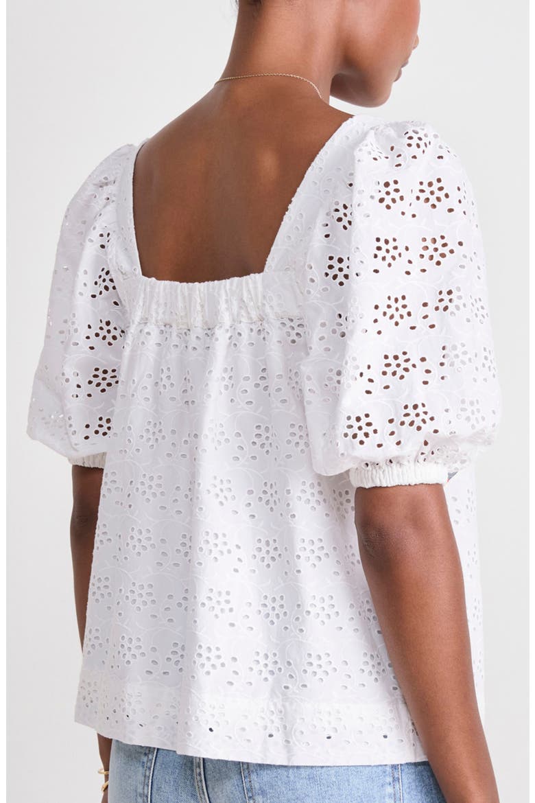 Puff Sleeve Cotton Eyelet Top, Alternate, color, WHITE CAP