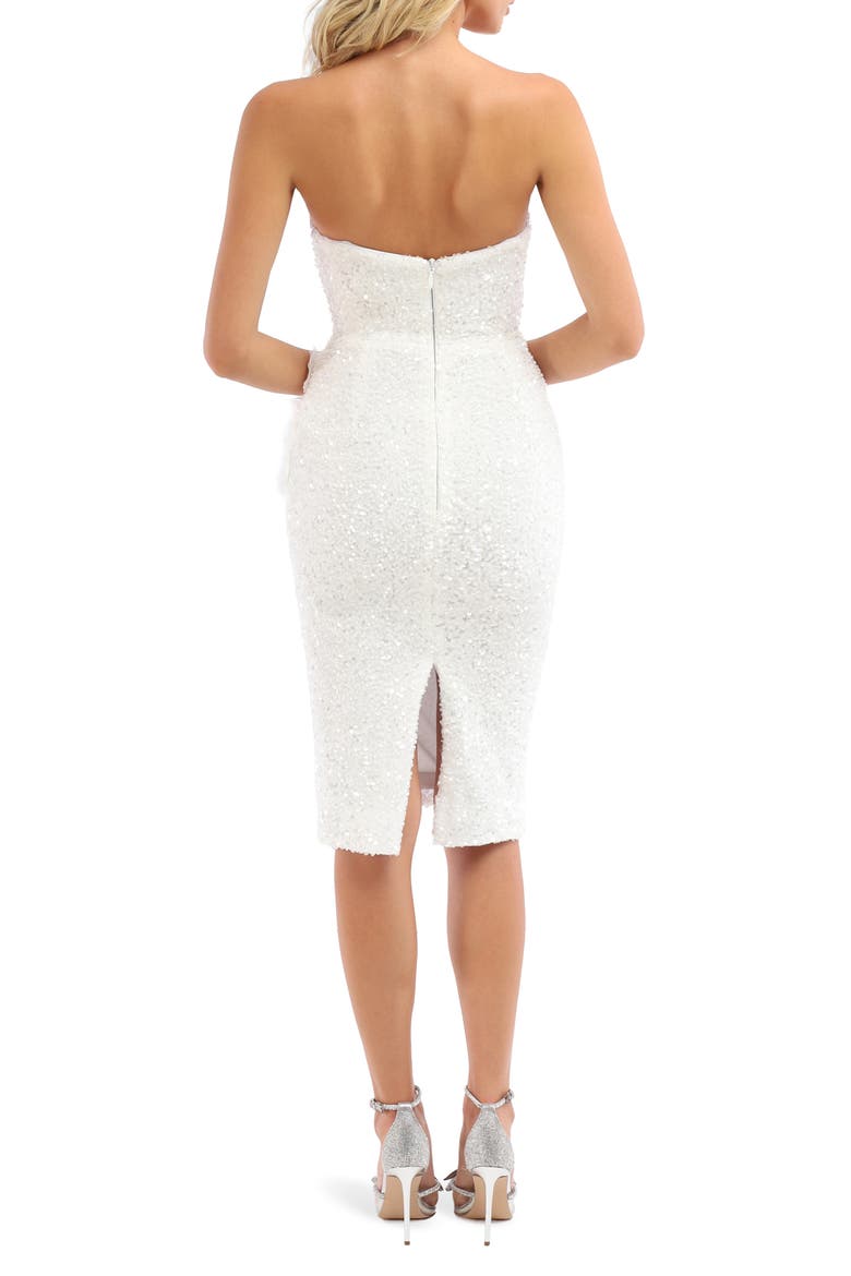 Liliana Sequin Floral Appliqué Strapless Cocktail Dress, Alternate, color, WHITE