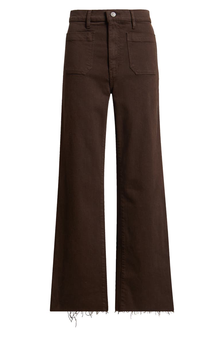 The Anchor High Waist Raw Hem Wide Leg Jeans, Alternate, color, CHOCOLATE BROWN