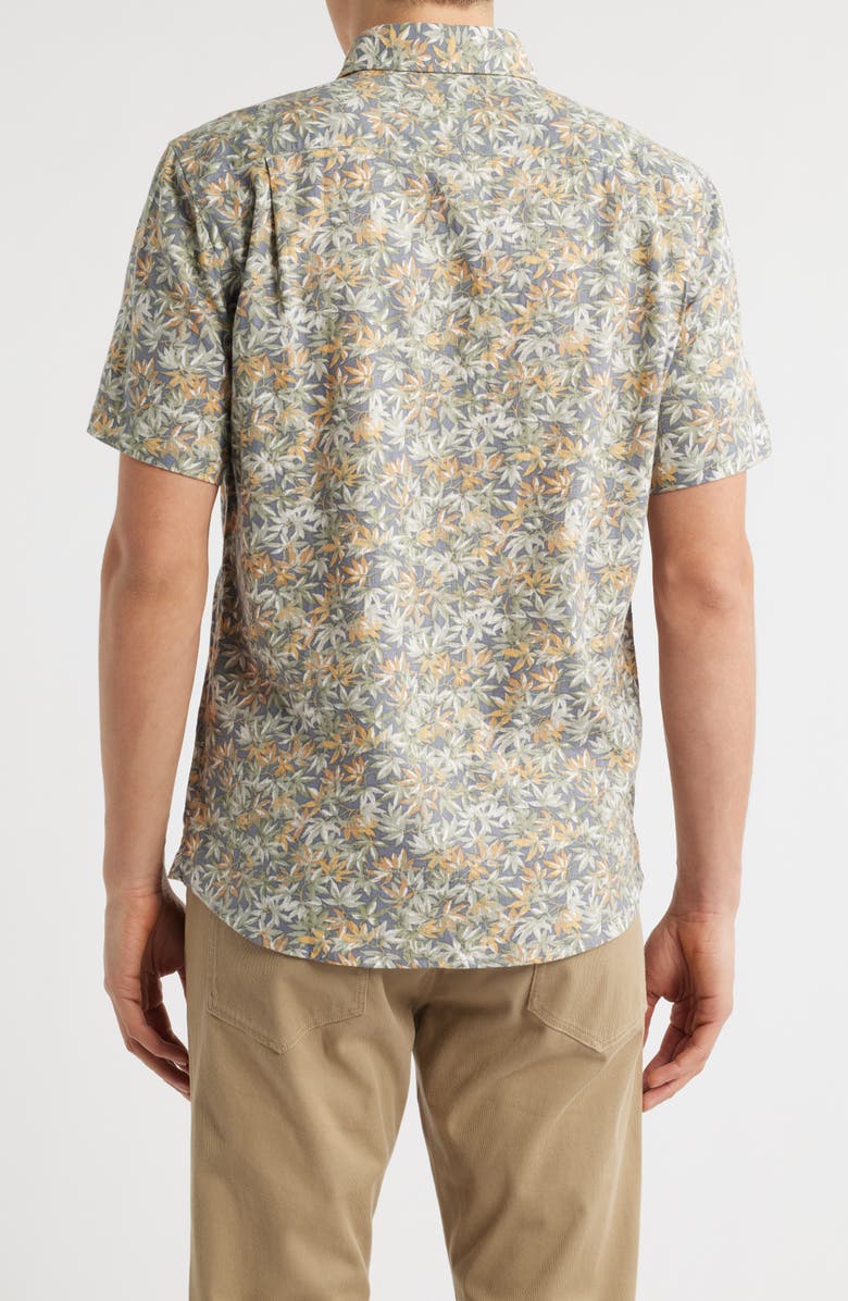 Faherty Breeze Short Sleeve Button-Down Shirt, Alternate, color, Dark Jungle Palm