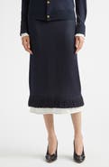 Bottega Veneta Fringe Double Layer Silk Sweater Skirt