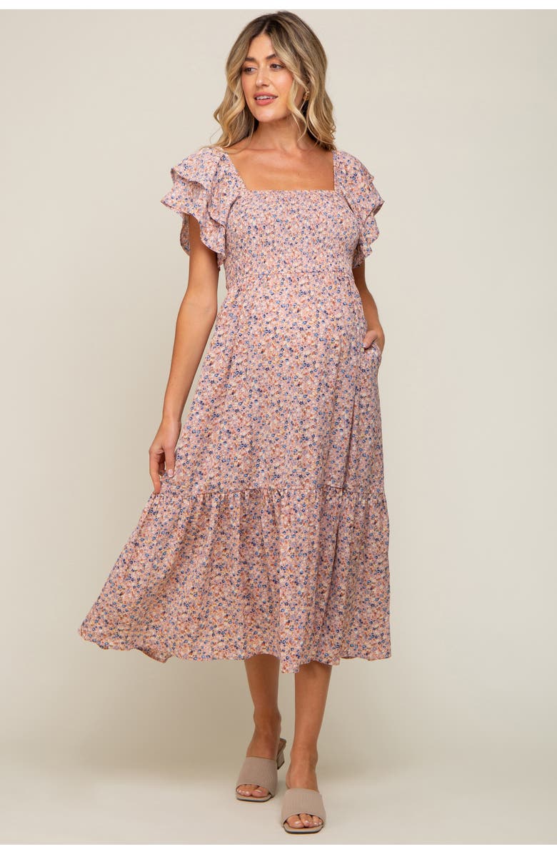 PinkBlush Floral Flutter Midi Dress, Main, color, Light Pink