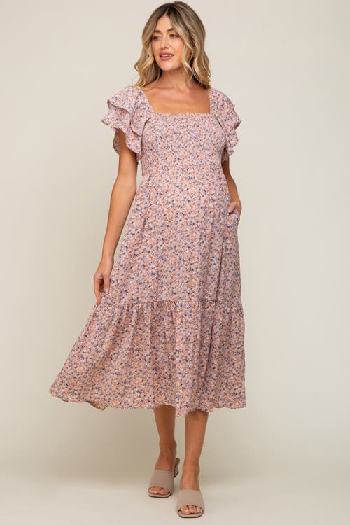 Pinkblush Floral Flutter Midi Dress