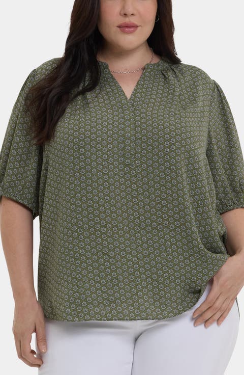 Puff Sleeve Popover Top (Plus)