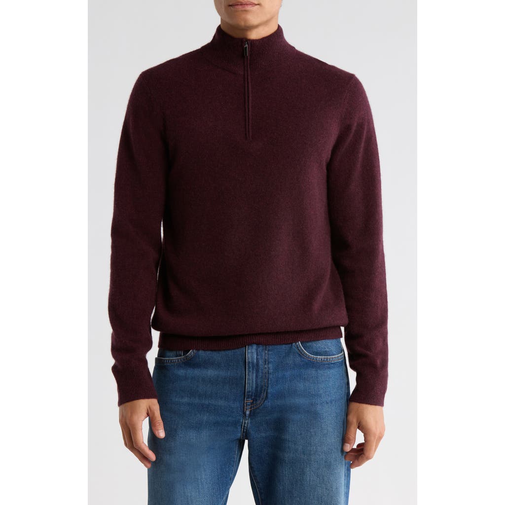 Nordstrom Cashmere Quarter Zip Sweater In Red
