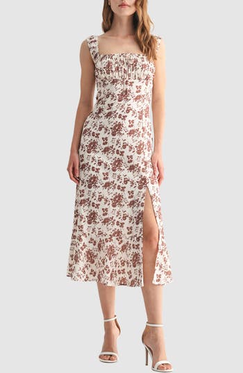 Lush Cinch Strap Midi Slipdress In Gold