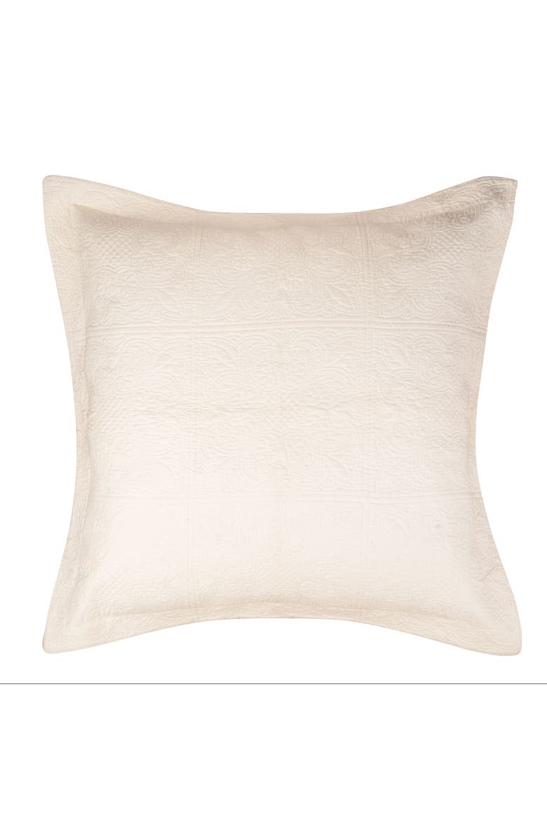 26" x 26" Jacqueline Matelasse Cotton Euro Sham - Machine Washable, Main, color, Off-White