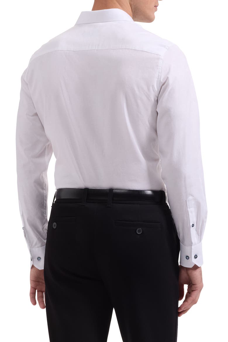 Axel Shaped Fit Floral Jacquard Button-Up Shirt, Alternate, color, WHITE