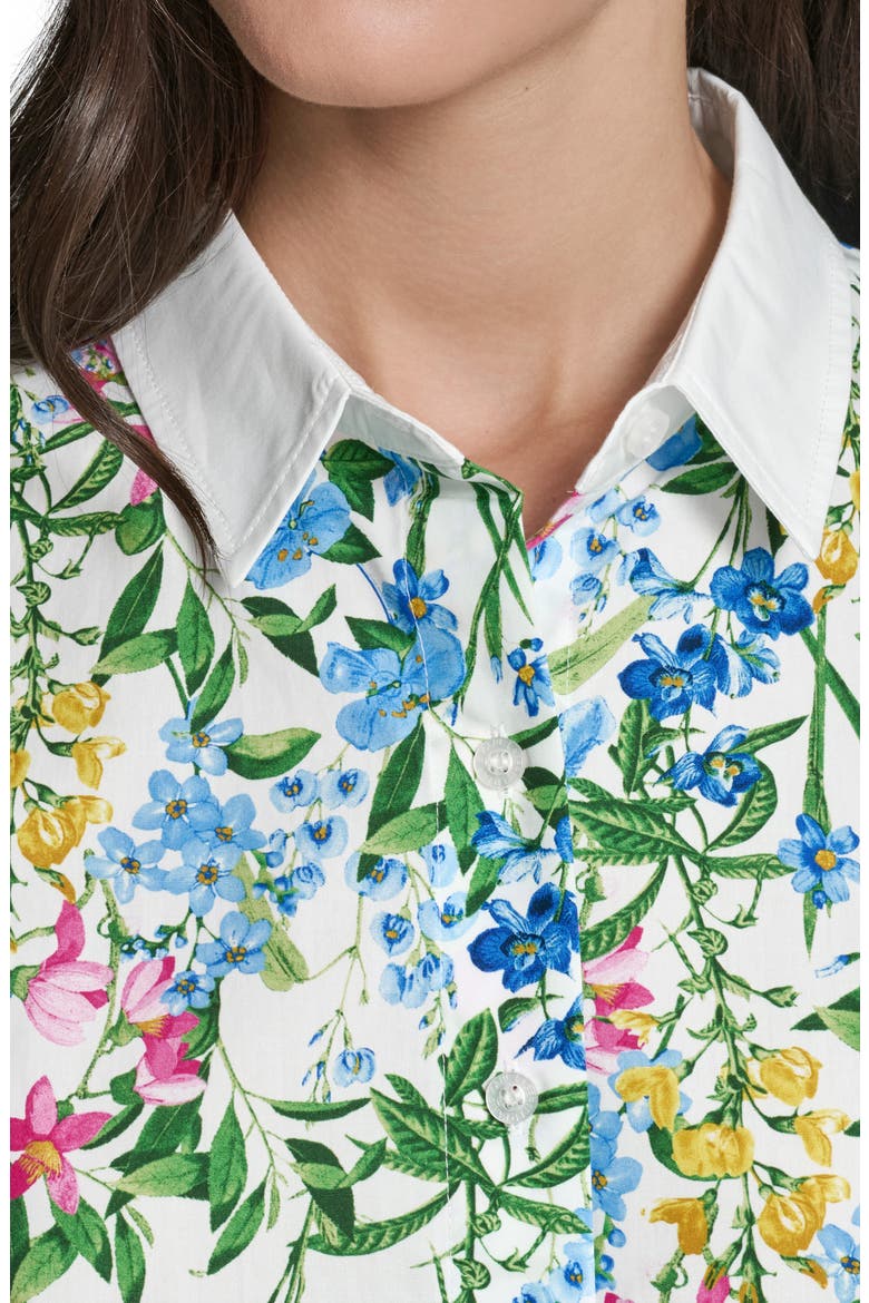 Placed Floral Print Shirt, Alternate, color, SOFT WHITE COMBO