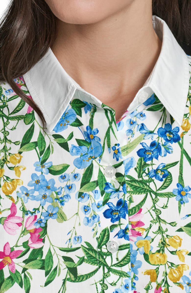 KARL LAGERFELD PARIS Placed Floral Print Shirt, Alternate, color, Soft White Combo