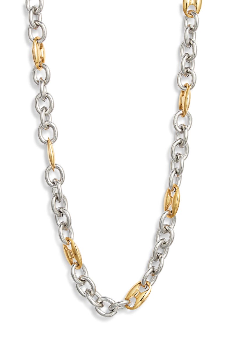 Duotone Mariner Link Necklace, Main, color, GOLD/ SILVER