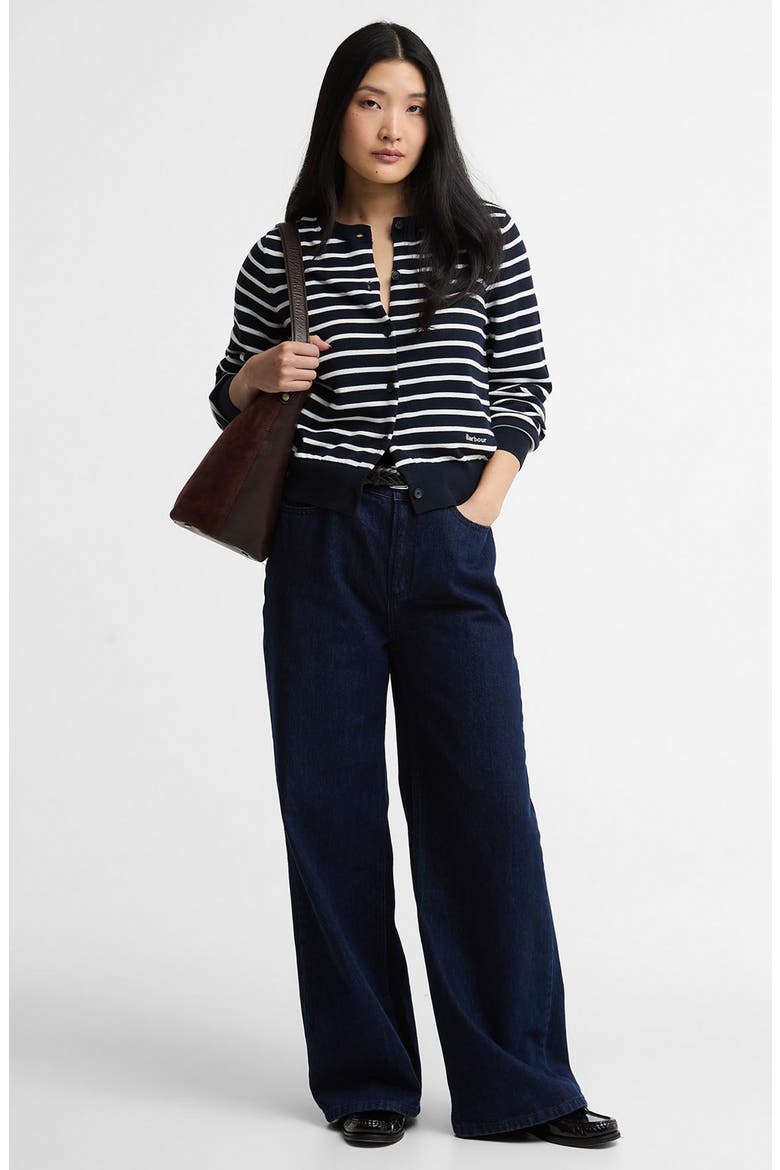Baiton Stripe Cotton Cardigan, Alternate, color, DARK NAVY STRIPE